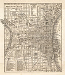 Vintage Map of Philadelphia, Pennsylvania 1844