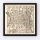 Vintage Map of Philadelphia, Pennsylvania 1844