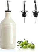 Sweejar Ceramic Olive Oil Dispenser Bottle, Opaque Oil Cruet Protects Oil to Reduce Oxidation, Suitable for Storage Oil, Vinegar, Coffee Syrups & Other Liquids, Pack of 1, 15.5 Fl Oz (Beige) by CozyNest Decor