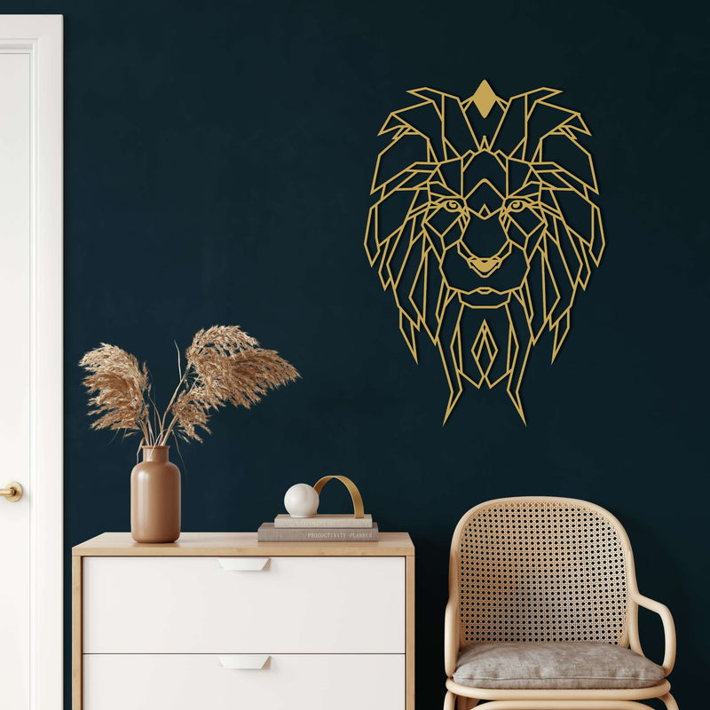 Geometric Lion Head Metal Wall Art