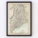 Vintage Map of Maine 1893