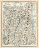 Vintage Map of New Hampshire & Vermont 1893