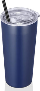 VEGOND 20oz Tumbler Bulk with Lid and Straw 1 Pack, Stainless Steel Vacuum Insulated Tumbler, Double Wall Coffee Cup Travel Mug, Navy Blue by TinyTreasures Baby Boutique