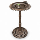Round Cast Aluminum Metal 32-in Bird Bath with Sunflower Butterfly