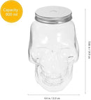 VOSAREA 4pcs Halloween Beverage Bottles Clear Skull Shaped Jar Cups 800ml Plastic Drink Bottles with Screw Straw Hole Lid Party Water Tumbler Skull Beverage Juice Mug by CozyNest Decor