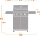 Monument Grills Larger 3-Burner Propane Gas Grills barbeque Stainless Steel Heavy-Duty Cabinet Style with Knob Controls, Outdoor Use, Mesa 300 by GreenHaven Gardens