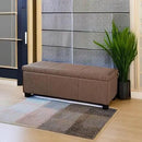 BELLEZE 47 Inch Storage Ottoman, Faux Leather Storage Bench Bedroom Bench with Safety Close Hinge, Ottoman with Storage for Living Room, Entryway, Hallway, Foot Rest, Support 300lbs - Rustic Brown by CozyNest Decor