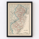 Vintage Map of New Jersey 1893