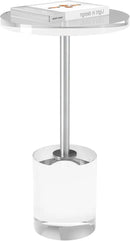 Acrylic End Table, Modern Minimalist Acrylic Side Tables, Clear Side Table for Living Room, Bedroom, Office, Drink Table (12" D x 12" W x 21" H, Silver) by CozyNest Decor