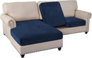 PrinceDeco Sectional Couch Covers 3 Pieces Velvet Sofa Covers L Shape Soft Couch Covers for Sectional Sofa Corner Sofa Cover Couch Cover for Dogs Washable (2 Seater + 1 Chaise,Navy) by CozyNest Decor