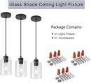 Modern Black Farmhouse Clear Glass Cylinder Pendant Light Fixture,Mini Pendant Lighting for Kitchen Island Decor - 4.75 Inch Shade, 2-58 Inch Cord (Black 3 Pack) by CozyNest Decor