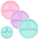 WeeSprout Suction Plates for Babies & Toddlers - 100% Silicone, Dinnerware Stays Put, Divided Design for Picky Eaters, Microwave & Dishwasher Friendly, 3 Pack by TinyTreasures Baby Boutique