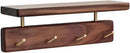 Shelf with Hooks, Solid Wood Bedroom Shelves for Wall, Wooden Coat Rack Wall Mount for Bathroom, Kitchen, Door Entryway (Walnut, 30cm/11.81inch) by CozyNest Decor