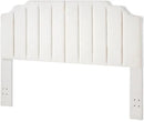 24KF White Teddy Fabric Tufted King Upholstered Headboard, Modern Vertical Channel Design California King Headboard with Stepped Silhouette Top Edge,6026-K-Teddy White by CozyNest Decor