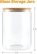 YUNCANG Glass Storage Jars,2 PACK -108oz/3200ml Clear Glass Food Storage Containers with Airtight Bamboo Lid Stackable Kitchen Canisters for Candy,Cookie,Rice,Sugar,Flour,Pasta,Nuts and Spice Jars by CozyNest Decor