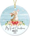 Unifury Personalized Baby First Christmas Ornament 2024, Adorable Keepsake for Babies First Christmas Tree, Holiday Decor for Celebrating Ceramic Babys 1st Christmas Ornament 2024, Animal Baby by TinyTreasures Baby Boutique