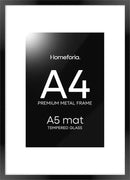 Homeforia A4 Picture Frame Black, High End Metal 8.3 x 11.7 Frames for Wall, A4 Photo Frame with Mat for A5 inch Print, 8.25 by 11.75 Black Poster Frames, 8.3x11.7 Frame with Glass, Wall Kit, Set of 1 by CozyNest Decor