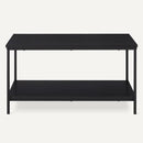 Amazon Basics Rectangular Coffee Table with Bottom Shelf, Living Room Centre Table, Wooden Black, 19.9" D x 31.5" W x 16.5" H by CozyNest Decor
