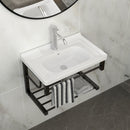 Wall Mounted Rectangular Bathroom Sink With Towel Bar & Overflow - White by HouseOfZazla
