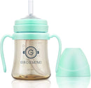 GROSMIMI Spill Proof no Spill Magic Sippy Cup with Straw with Handle for Baby and Toddlers, Customizable, PPSU, BPA Free 6 oz (Aqua Green) by TinyTreasures Baby Boutique