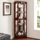 6 Shelf Corner Curio Display Cabinet With Lights, Mirrors And Adjustable Shelves (E26 Light Bulb Not Included) by Unique Piece Furniture