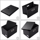 PRANDOM Large Stackable Storage Boxes with Lids [5-Pack] Leather Fabric Foldable Storage Bins Organizer Containers Baskets Cubes with Cover for Bedroom Closet Office Nursery Black(17.7x11.8x11.8) by TinyTreasures Baby Boutique