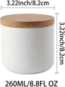 Ceramic Food Storage Jar Canister Modern Design Food Canisters with Airtight Seal Bamboo Lid, Loose Tea Coffee Spice Nuts Snacks Storage Jar Canister (White 8.79oz/260ml) by CozyNest Decor