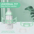 Silicone Baby Bottle Handles - 2PCS Easy Grip Handles for Wide-Neck Bottles (Green/White) by TinyTreasures Baby Boutique