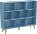 IOTXY Wooden Open Shelf Bookcase - 3-Tier Floor Standing Display Cabinet Rack with Legs, 10 Cubes Bookshelf, Bright Blue by CozyNest Decor