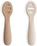 mushie Silicone First Feeding Baby Spoons | 2 Pack (Natural/Shifting Sand) by TinyTreasures Baby Boutique