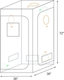 36"x36"x72" Mylar Hydroponic Grow Tent with Window for Indoor Plant Growing 3'x3'x6' by GreenHaven Gardens
