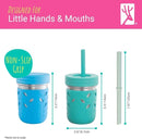 Elk and Friends 14oz Stainless Steel Kids + Toddler Drinking Cups | The Original Mason Jars with Lids + Sleeves + Straws | Smoothie Cups | Spill Resistant | Dishwasher Safe | 4 Pack by TinyTreasures Baby Boutique