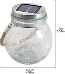Solar Crackle Glass Hanging Lanterns, 5.5 in Height, IP65 Waterproof, 30 LED Lights, 2-Pack, Warm White by GreenHaven Gardens
