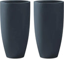 Kante 23.6" H Charcoal Concrete Tall Planters (Set of 2), Large Outdoor Indoor Decorative Plant Pots with Drainage Hole and Rubber Plug, Modern Style for Home and Garden by CozyNest Decor