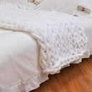 Chunky Knit Blanket Throw 40"×40", Hand Knitted Warm Chenille Throw Blanket, Home Decor Soft Thick Yarn Cable Knit Blanket, Soft Breathable Fleece Banket Christmas for Couch Bed Sofa Best Gift (White) by CozyNest Decor