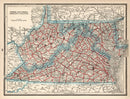 Vintage Map of Virginia, West Virginia, Maryland & Delaware 1893