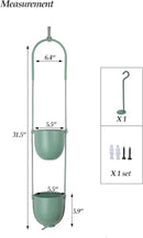 Metal Hanging Planters 2 Tiers Indoor Outdoor Modern Plant Hangers Wall Ceiling Hanging Flower Pots Baskets Kitchen Room Decor(Green) by GreenHaven Gardens