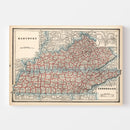 Vintage Map of Kentucky 1893