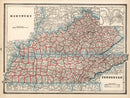 Vintage Map of Kentucky 1893