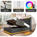 Upholstered Bed, 360 Surround LED Function, Remote Control, Hydraulic Storage Bed With USB, Type-C Charging (Without Mattress) by HouseOfZazla