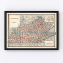 Vintage Map of Kentucky 1893