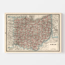 Vintage Map of Ohio 1893