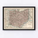 Vintage Map of Ohio 1893