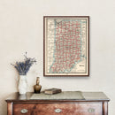 Vintage Map of Indiana 1893