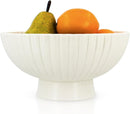 White Ceramic Fluted Decorative Bowl - 8 inch Fruit Footed Bowl for Kitchen Counter, Modern Key Pedestal Ruffle Bowl for Entryway Table & Home Organization-Fits Bread, Fruits, Salad or Popcorn by CozyNest Decor