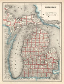 Vintage Map of Michigan 1893