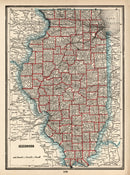 Vintage Map of Illinois 1893