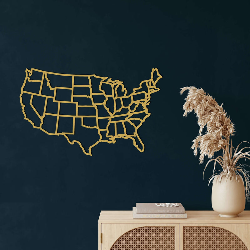 States of America Map Metal Wall Art