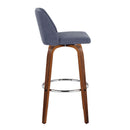 Toriano - Mid Century Modern Fixed Height, Barstool With Swivel With Round Footrest (Set of 2) by HouseOfZazla
