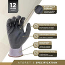 ATERET Work Gloves 12 Pairs Micro-Foam Nitrile Coated Safety Gloves, Seamless Knit Nylon Gloves Home Improvement General Use by GreenHaven Gardens